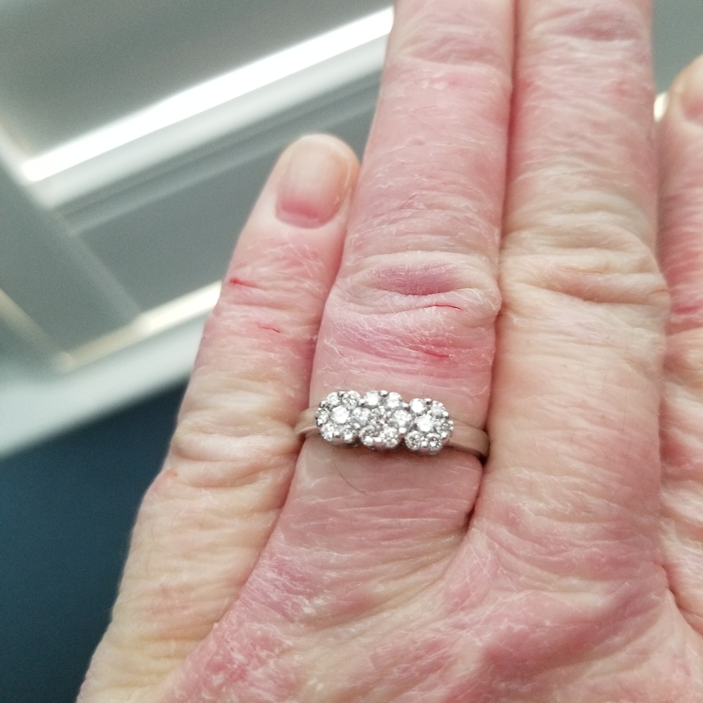 White Gold and Diamond Flower Cluster Ring
